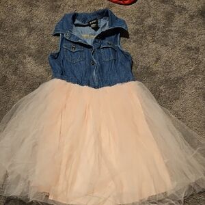 Zunie Blue Denim‎ and Pink Tulle Dress